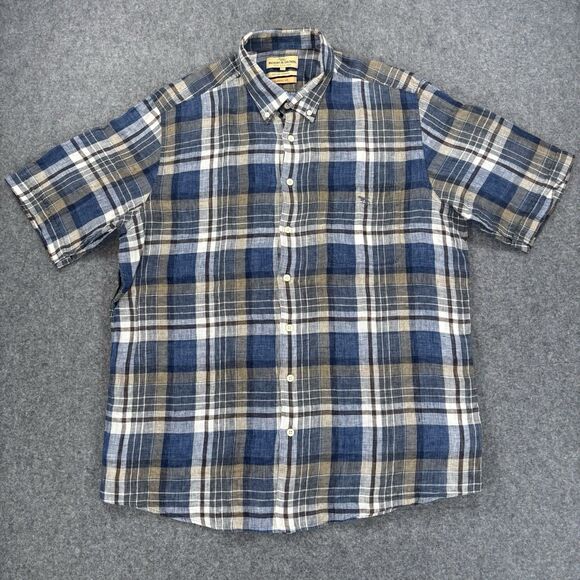 Rodd & Gunn Italian Fabric Linen Plaid Shirt Men's XL Classic Fit - Picture 1 of 9